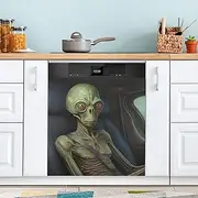 AIXIWAWA Dishwasher Magnet Cover Panel Alien in Car Print 23x26 in for Fridge Washing Machine Magnetic Decoration for Appliance 1 Pack