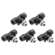 5pcs Male Branch Tee 3/8" Tube OD x 1/8" NPT Thread PT3/8-N01, Black