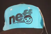 NEFF BLUE/BLACK FLAT BILL W/NEFF GRAPHIC & LOGO SNAP BACK BALL CAP/HAT ONE SIZE