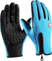 [APLVFFZH] Winter Gloves Windproof Touch Screen for Ski Motorcycle Outdoor Sports Adults Unisex, Blue, M