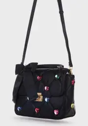 [Betsey Johnson] Black I Want Candy Hearts Satchel Bag