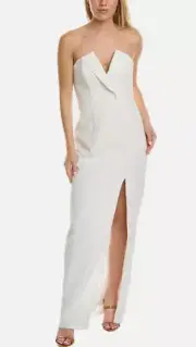 Aidan by Aidan Mattox Strapless Tuxedo Gown White Size 6