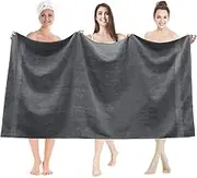 LINENOVA 2-Piece Bath Sheets Towels - 90x180cm, 100% Combed Cotton Large Jumbo Bath Towels for Bathroom, 650GSM Oversized Bath Sheet Super-Soft & Absorbent Towels for Hotel & Spa, Charcoal