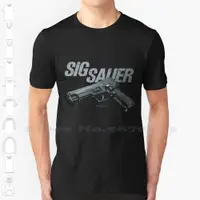 在飛比找蝦皮購物優惠-Gildan Sig Sauer 商品黑色白色卡通標誌槍手槍