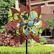 LERFUGI 360 Degrees Metal Swivel Classical Two-Color Windmill Wind Spinner for Patio Lawn Outdoor Yard Lawn Garden