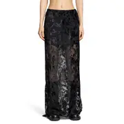 [ANN DEMEULEMEESTER] Eveline Long Bias Skirt in Velvet Dévoré Black