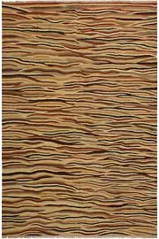 Boho Chic Turkish Kilim Cinderel Beige/Red Wool Rug - 5'10'' X 8'3''