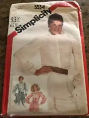 1982 SIMPLICITY #5534 - LADIES DETACHABLE PETAL COLLAR BLOUSE PATTERN 12 FF