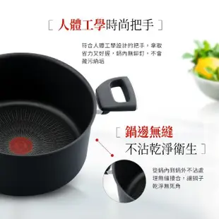 【Tefal 特福】法國製極上御藏系列24CM不沾鍋雙耳湯鍋-加蓋(電磁爐適用)