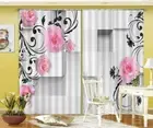 Simple Fascinating Rose 3D Curtain Blockout Photo Printing Curtains Drape Fabric