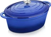 7.5 QT Enameled Oval Dutch Oven Pot with Lid, Cast Iron Dutch Oven with Dual Han