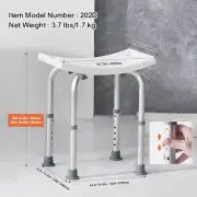 Adjustable Shower Chair with Handles Non-Slip Bath Stool for Seniors and