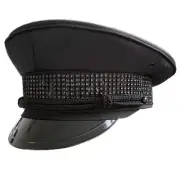 Men Army Captain Hat Rhinestone Fancy Dress Cap Police Military Costume Perform