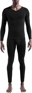 [Generic] Men'S Thermal Underwear Set Base Layer Slim Fit Warm 2 Piece Fleece Lined Long Johns Bottom For Fall Winter Weather