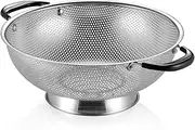 Stainless Steel Colander, Easy Grip Micro-Perforated 5-Quart Colander, Strainer with Riveted and Heat Resistant Handles, Great for Pasta, Noodles, Vegetables and Fruits