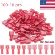 100x Nylon Female Male Insulated Spade Crimp Terminal AWG22-16 Wire Connectors