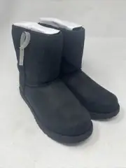 UGG CLASSIC SHORT II WP BLACK WATERPROOF SUEDE SHEEPSKIN BOOTS SIZE 6 (bb2)