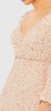 Mac Duggal Midi Sequin Beige Dress Size 8 Retail $ 398