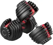 FitnessLAB 2X 24kg Adjustable Dumbbell Set Gym Exercise Weights Chrome Textured Non-Slip & Easy-Grip Handles - Crossfit, MMA, Bodybuilding, Toning, Cardio Training and Fitness Dumbell