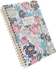 Angoily Academic Planner Weekly Monthly Organizer with Inkresistant Pages Portable Flower Pattern Cover for Study Work and Daily Notes