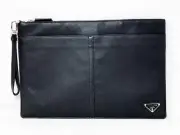 Prada Clutch Bag Vitello City Men'S Leather Saffiano 2Vn013 Black