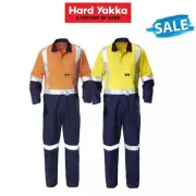 SALE Hard Yakka Hi-Vis Ref Taped Cotton Safety Coverall Work Day Night Y00262