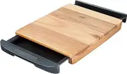 Glad Acacia Wood Cutting Board with Slide Out Trays | Catches Food and Waste | Solid Wooden Butcher Block with Removable Drawers | Kitchen Cooking Supplies, Brown, Black