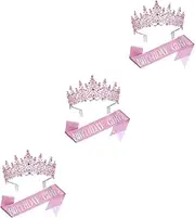 [Healeved] 3 Sets Birthday Crowns for Boys and Girls Birthday Sash and Crown Tiara Princess Sash