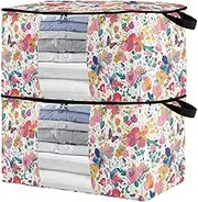 sanluoli 60L 2 Pack Underbed Shoe Organizer with Reinforced Handles, clear window Closet Home Organizers And Storage