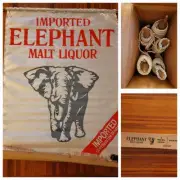 x5 VTG NEW CARLSBERG ELEPHANT MALT LIQUOR 38" X 32" SATIN BANNER POSTER ART BEER