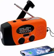 5000mAh Wind Up Solar Radio, Emergency Crank Weather Radio, Solar Radio with Torch, NOAA/FM/AM Solar Radios, Portable Survival Radio with SOS, USB Mobile Phone Charger for Camping Outdoor(Orange)