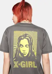 [x-Girl] Wavy Face Short Sleeve Graphic Tee