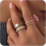 [PDWZNBA] Gold Rings for Women Non Tarnish Stackable Rings Trendy Dainty 18K Gold Plated Stacking Rings Set Love Friendship Rings Band Rings Promise Wedding Engagement Rings Size 5-11
