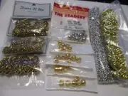 DRESS UP BUTTONS Roses Antique Gold 3 PK & BARREL PONY BEADS 4 PK PLUS = 10 pack