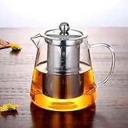 PCduoduo with Infuser Clear Glass Teapot,Tea Pot with Tea Strainers,Borosilicate Glass Teapot with Infusers for Loose TeaHeat Resistant Loose Leaf Teapot,Stovetop Dishwasher Safe(450ML/16OZ)