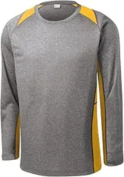[SPORT-TEK] Long Sleeve Heather Colorblock Contender Tee. ST361LS Vintage Heather/Gold S