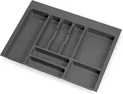 Emuca - Cutlery Organizer, kitchen drawer organizer, cutlery tray, 8 compartments, 70cm module, Plastic, Anthracite Grey