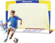 Dimples Excel Soccer Goal Pop up Soccer Net for Backyard, 1 Pack (Blue+Yellow-4' x 3')