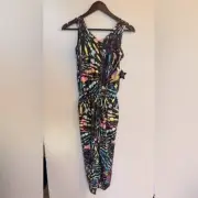 PIXIE LANE Girl's Black Rainbow Tie Dye Sleeveless Casual Jumpsuit Size 9/10 NEW