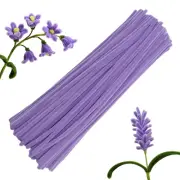 100 Pieces Light Purple Pipe Cleaner Craft Set,Thick Fuzzy Chenille Stem Pipe Cl