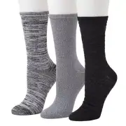 NWT Cuddl Duds Women's 3-Pack Plushfill Mixed Spacedye Crew Socks 4-10