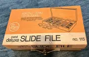 Vintage Logan Metal Deluxe 35mm Slide File No. 110 W/Box Holds 300 Ready Mount