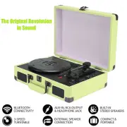 Record Player Vinyl Turntable Bluetooth Speakers Retro Briefcase USB