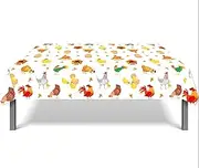 Hen & Chick Party Tablecloths Rooster Tablecloths to Farm Little Chicken Hen Theme Decor Supplies Boys Girls Happy Birthday Party Decorations