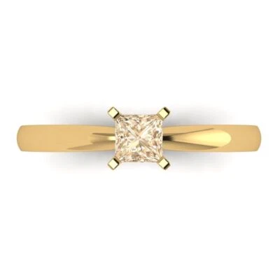 0.5Ct Princess Cut VVS1 Natural Morganite Solid Gold Solitaire Engagement Ring