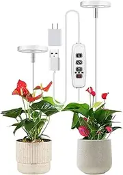 Andy's Orchids LED Grow Light, Adjustable Height, Full Spectrum, 360 Lumen, 40 LED Beads, USB Powered, White, Acrylic & Metal, Modern Design, Indoor Use