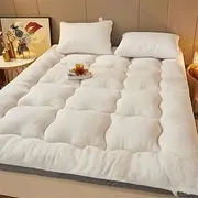 Floor Mattress, Futon Mattress Japanese, Quilted Bed Mattress Topper Foldable Mattress, Thick Folding Sleeping Pad Breathable Floor Lounger Guest Bed(White,90x200cm)