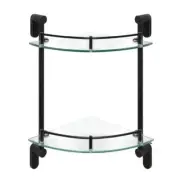 MODONA Double Glass Corner Shelf With Pre-Installed Rails 10.5" W Rubbed Bronze