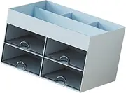 EXQUIMEUBLE Transparent Desktop Storage Box Drawer Organizer for Stationery Multi Container for Easy Access and Classification for Home Office Use