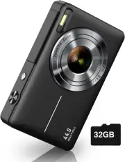 Digital Camera, FHD 1080P Kids Camera 44MP Point and Shoot Digital Cameras with